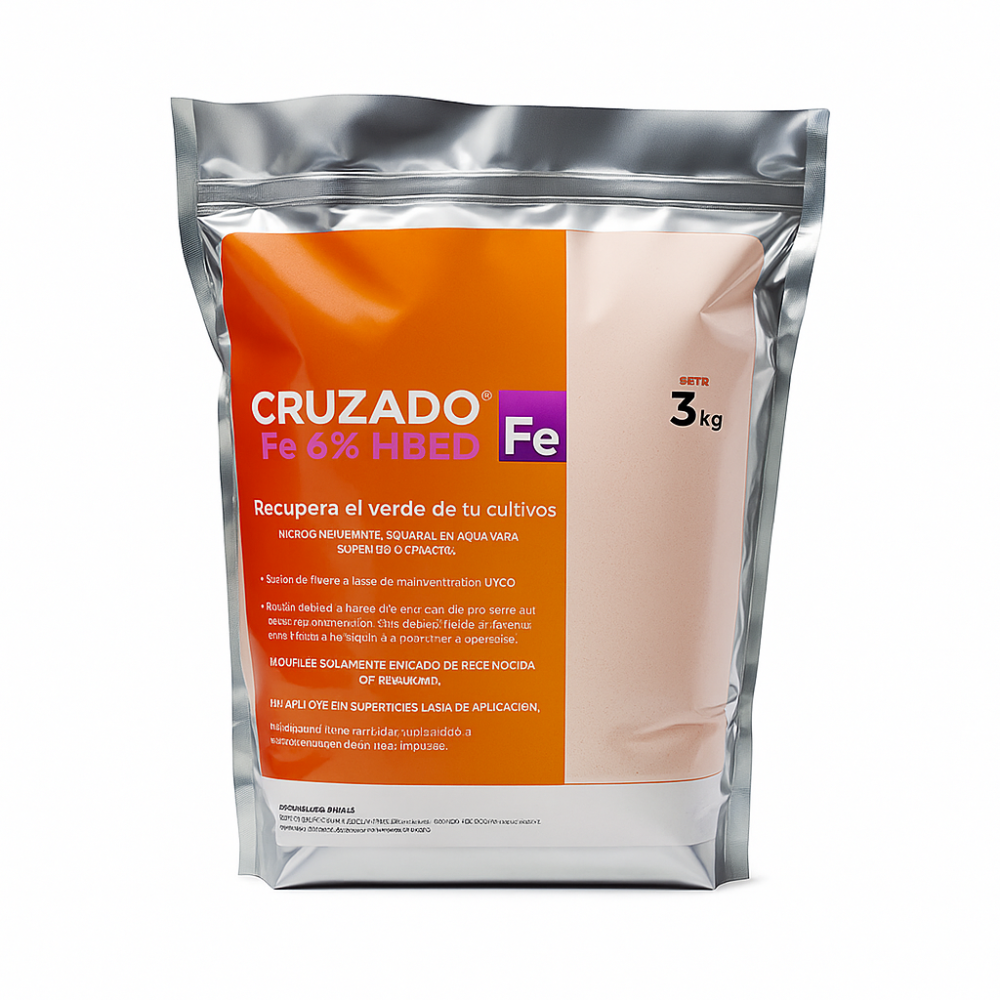 CRUZADO Fe 6% HBED Certis – Quelato de Hierro Soluble para Clorosis Férrica – Corrector de Carencias – Cultivos Profesionales – Formato 3 Kg